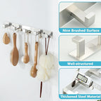 Alise Coat Hooks Wall Mount,Hat and Coat Rack with 5 Hooks Wall Mount Key Hooks for Robes,Bags,Keys,and Towels,SUS304 Stainless Steel Wall Hooks for Hanging,Self Adhesive or Drilling,Brushed