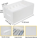 Fordonral Extra Large Clothes Closet Organizer 6 Compartments for Jean Sweater Sheets to Shirt - Divided Clothing Storage Boxes for Closet, Wordrobe, Bedroom, Shelf (4pc White)
