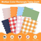NatNarr 12 Pack Orange Gingham Tablecloth, 54 X 108Inch Plastic Orange Checkered Table Cloth Disposable Scalloped Tablecloths Waterproof Plaid Table Cover for Picnic Wedding Birthday Outdoors Party