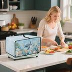 Air Fryer Toaster Oven Cover with Pockets, Dustproof Electrical Appliance Cover for Kitchen Countertop, M, 16.5 x 20.5 x 10 Inches, Sea Turtle Seashell Coral Reef Blue