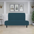 Easy-Going Stretch Futon Slipcover Armless Futon Bed Cover Furniture Protector Without Armrests with Elastic Bottom for Kids, Soft Jacquard Fabric Small Checks (Medium, Deep Teal)