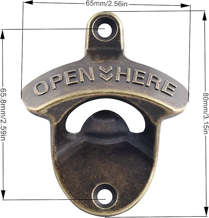 Antique Bronze Beer Cap Opener Moubtable for Post, Old Fashioned Bottle Opener Wall Mounted Stainless (5 Packs)