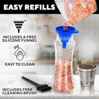 Premium Salt and Pepper Grinder Set of 2 - Two Refillable Stainless Steel Sea Salt & Spice Shakers with Adjustable Coarse Mills - Easy Clean Ceramic Grinders w/BONUS Silicone Funnel & Cleaning Brush