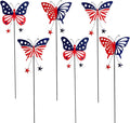 6 Pcs 4th of July Decorations Outdoor,18.2" Red White Blue Metal Butterfly Decorative Garden Stakes for Independence Day,Americana Patriotic Yard Signs Decor for Garden Lawn Porch