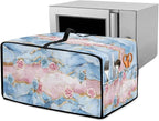 Rose Marble Texture Print Microwave Oven Grill Cover Protector Polyester-Linen Fabric Microwave Oven Dust Cover with Storage Bags Case Protections for Toaster Oven, S
