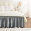 RIMELA Grey Bed Skirt Full Size 18 Inch Drop, Elastic Bed Skirting for Bed Base and Frame, Bedding Dust Ruffle Easy to Install, Lightweight Wrap Around Adjustable Bedskirt