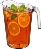 DecorRack 6 Pack - 75 oz Polycarbonate Plastic Pitcher Beverage Dispenser with Pour Spout Shatterproof Catering and Restaurant Serveware for Cold Drinks, Water, Lemonade, Beer, and Sangria (6 Pack)