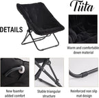 Tiita Folded Chair with Ottoman, Soft Faux Fur Oversized Folding Accent Chair,Lazy Chair, Metal Frame Moon Chair for Bedroom, Living Room, Dorm Rooms, Garden and Courtyard