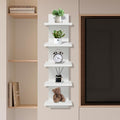 5 Tier Shelves for Wall, Decorative Wall Mounted Vertical Shelving Column Decor 30 Inch H Mounted Floating Storage Organizer Natural Finish Wall Shelf for Living Room, Bedroom, Bathroom