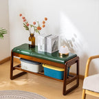 SOBIBO Shoe Bench with Storage - 2-Tier Entryway Bench, Solid Wood Shoe Rack with Cushion & Flip-Open Box, Mid-Century Modern for Hallway, Mudroom, Bedroom (Green, 39.4")