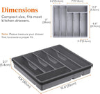 Lifewit Silverware Organizer with Lid, Covered Utensil Tray for Kitchen Drawer and Countertop, Plastic Cutlery and Flatware Storage Box for Spoons Forks Knives Holder Case, 12.6x11.8", Gray