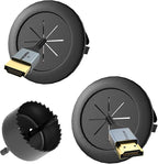 VCELINK in-Wall Cable Management Kit, 2.44" (62 mm) Mini Wall Cord Hider for TV/Coaxial/HDMI/Speaker Cords, Includes 2 Pass-Throughs, Locking Brackets, and Hole Saw Drill Attachment, Black, 2 Pack