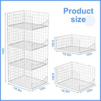 Hongtamoya 4-Tier Stackable Closet Organizers and Storage Shelves, Foldable & Mutifunctional Clothes Storage Basket Sweater Organizer Bins Container for Wardrobe Kitchen Office Bathroom, White