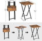HOOBRO Folding TV Tray Tables, Set of 2 Wooden TV Trays Side Tables, Portable Sofa Snack Table, Industrial End Table for Small Spaces, Easy to Install and Fold, Rustic Brown and Black BF27BZP201