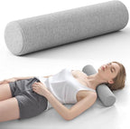 Neck Roll Pillow, Memory Foam Neck Support Pillows, Round Neck Pillows, Cylinder Bolster Pillows for Bed, Couch, and Yoga, Removable Washable Cover,18 * 4 * 4 inch (Small,Grey)