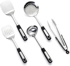 Cooking Utensil Set, Stainless Steel Kitchen Tools Include Solid & Slotted Spatula,Soup Ladle, Heat-Resistant, Dishwasher Safe, Ergonomic Handle
