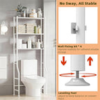 Livilord 3-Tier Over The Toilet Storage Rack, Space Saver Metal Bathroom Shelves, Freestanding Over Toilet Bathroom Organizer for Bathroom/Living Room (White)
