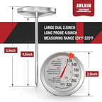 AWLKIM 2 Pack Analog Probe Meat Thermometer, NSF Certified, No Battery Needed, 2.5-in Extra-Large Dial, 120-220°F Read Range, Oven Safe up to 500°F, Bimetallic Stem for Cooking, Roasting, Turkey