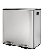 Garvee Double Trash Can, 2 x 10.6 gal (2 x 40 L) Garbage Can for Kitchen Dual Compartment Recycling Kitchen Step Trash Bin, Stainless Steel Trash and Recycle Bin Combo with Soft-Close Lid,Silver