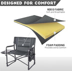 Timber Ridge XXL Upgraded Oversized Directors Chairs with Foldable Side Table, Detachable Side Pocket, Heavy Duty Folding Camping Chair up to 600 Lbs Weight Capacity (Gray) Ideal Gift