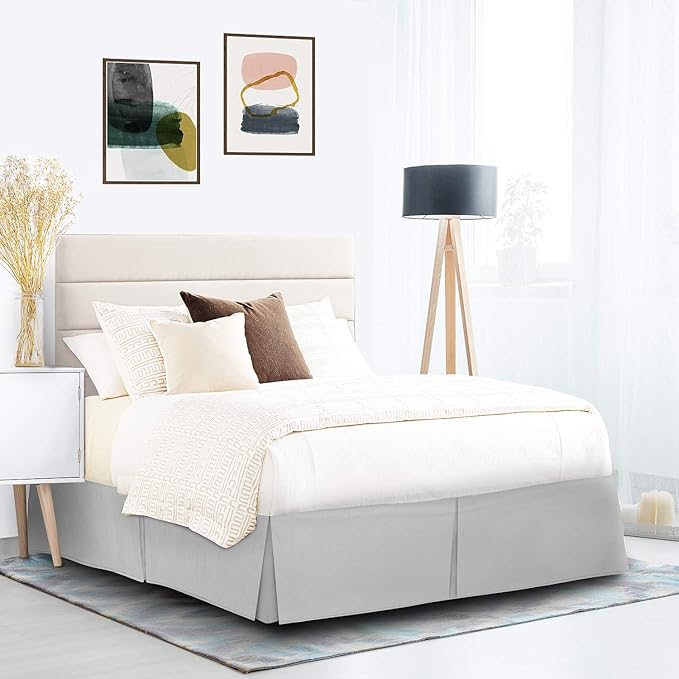 Nestl Silver Twin Bed Skirt - Twin Size Bed Skirt 14 Inch Drop - Brushed Microfiber Bed Skirts - Hotel Quality Pleated Bed Skirt - Shrinkage & Fade Resistant