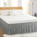 Full Bed Skirt, Elastic Wrap Around Bed Skirt Full Size, Bed Skirts for Adjustable Bed, Easy Fit with 14" Drop Length Tailored Drop Dust Ruffle (Grey)