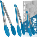 Walfos tongs for cooking, All Metal Kitchen Tongs 600℉ Heat Resistant, Heavy Duty Locking Tongs 2-piece 12 Inch