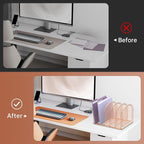 SUPEASY File Organizer for Desk, 5-Section Mesh Desk Organizer, Vertical File Holder Desktop Organizer File Sorter, File Folder Holder for Office Supplies, Rose Gold