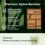 keechee 10-Piece Bamboo Drawer Organizer Set, 2.2" Deep Multi-Use Organizers for Utensils, Silverware, Cutlery, Desk, Bathroom, Junk Drawer & Makeup, Non-Slip Feet Included.