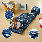 beeweed Toddler Nap Mat, Rollup Design Kid Sleeping Mat with Removable Pillow & Minky Blanket, Toddler Sleeping Bag for Daycare Preschool Travel Camping