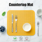 MicoYang Silicone Dish Drying Mat for Multiple Usage,Easy clean,Eco-friendly,Heat-resistant Silicone Mat for Kitchen Counter or Sink,Refrigerator or Drawer Liner Yellow XL 18 inches x 16 inches