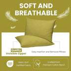 Haven & Glow Decorative Throw Pillow Cover – Rectangular Cushion Case with Zipper | Modern Sofa, Couch & Bed Accent Pillow Covers for Living Room, Bedroom & Home Decor | 20 x 12 Inch – Green – 2 Pack