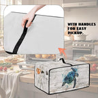 Air Fryer Toaster Oven Cover with Side Pockets, Protective Electrical Appliance Cover Kitchen Countertop Accessories and Decor, L, Watercolor Sea Turtle Wood Grain