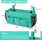Surblue Bedside Organizer Caddy Hanging Storage Bag with Adjustable Straps and Water Bottle Holder for Home, College Dorm, Bunk Bed, Hospital Bed, Green