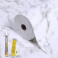 Drawer and Shelf Liner for Kitchen Cabinet: 23.6 in X 30 Ft Non Slip Waterproof Shelf Paper Non Adhesive Refrigerator Liners White Marble Easy Liners for Bathroom with Knife Tape Measure