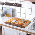 Hello Fall Autumn Gnomes Dish Drying Mat 18x24 Thanksgiving Pumpkin Maple Leaves Harvest Kitchen Drying Mat Orange White Buffalo Plaid Dish Drainer Mat Ultra Absorbent Dish Rack Pad for Coffee Bar