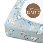 Baby Bassinet Sheets Girl Boy, Fitted Bassinet Sheet Set 3 Pack Bassinet Mattress Sheets Universal Fit for Rectangle, Round, Oval, Hourglass Mattress, Soft Breathable Blue & Apricot Bear