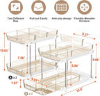 Delamu 2-Tier Multi-Purpose Bathroom Under Sink Organizers and Storage, Stackable Kitchen Pantry Organization, Pull Out Medicine Cabinet Organizer with Movable Dividers, Amber, 4 Pack