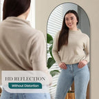 NEWBULIG 64"x21" Arched Full Length Mirror, Full Body Floor Mirror with Aluminum Alloy Thin Frame, Wall or Standing Mirror for Bedroom, Living Room, Dressing Room, Black-Arched