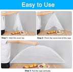 Anpro Food Covers for Outdoors (2 Extra Large with Polyester), Pop-Up Mesh Food Tents, Collapsible Reusable Bug-Proof Nets for Picnics, BBQs & Camping, Stainless Steel Frame