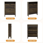 LOUVIXA Shoe Cabinet with 2 Flip Drawers, Narrow Shoe Storage Cabinet, Freestanding Shoe Cabinet Organizer, Hidden Shoe Rack Cabinet for Entryway, Hallway (2-Drawers, Brown/2-drawers)