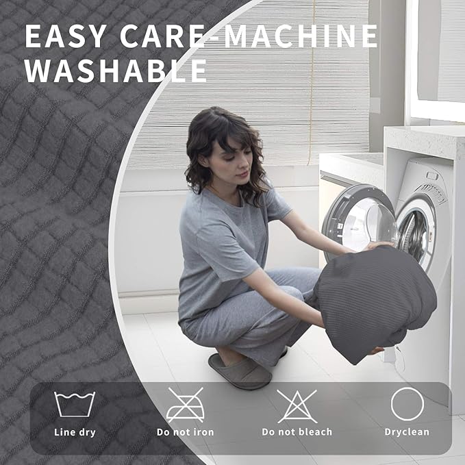 Easy-Going 4 Pieces Oversized Recliner Stretch Sofa Slipcover Sofa Cover Furniture Protector Couch Soft with Elastic Bottom Polyester Spandex Jacquard Fabric Small Checks Gray X-Large