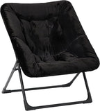 Comfy Saucer Chair for Adults, Soft Faux Fur Bedroom Chair, Accent Dorm Chairs, Flexible Living Room Reading Chairs, Oversized Folding Seat for Teens, X-Large, Black
