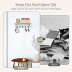 Nekon Key Holder for Wall, 11.8" W x 3.5" H x 2.8" D Decorative Key Organizer with Floating Shelf, Wall Mount Key Rack with 5 Hooks (Wood)