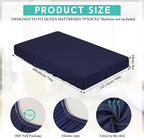 Breling Fitted Sheet (Sheet Only) Compatible with Milliard Trifold Mattress Folding Mattress Fitted Microfiber Bedsheet for Camp Bunk Rvs Bed(Queen,4'',Navy Blue)
