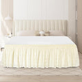 Full Bed Skirt, Wrap-Around Elastic Ruffled Eyelet Bed Skirt Full Size Dust Ruffle with Gathered Styling and Embroidered Details, 18" Drop Length (Light Yellow)