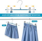 14Inch Blue Pants Hangers with Clips 20 Pack Adjustable Skirt Hangers for Women Non-Slip Trousers Hanger for Jeans Clothes Hangers for Pants Heavy Duty Space Saving Shorts Hangers