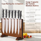 Magnetic Knife Block, Double-Sided Thick Acacia Wood Knife Holder Stand with Strong Magnets, Multifunctional Kitchen Knife Storage Organizer for Countertop