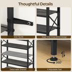 YATINEY 12-Tier Tall Shoe Rack Organizer, Wooden Shoe Storage for Closet Holds 48 Pairs, Sturdy Shoe Shelf with X-Shaped Metal Support, for Entryway, Bedroom, Charcoal and Black SS212BC