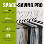 Spring Fever Open Ended Non Slip Sponge Padded Pants Hangers - Chrome Plating Foam Heavy Duty Space Saving Black Long 20